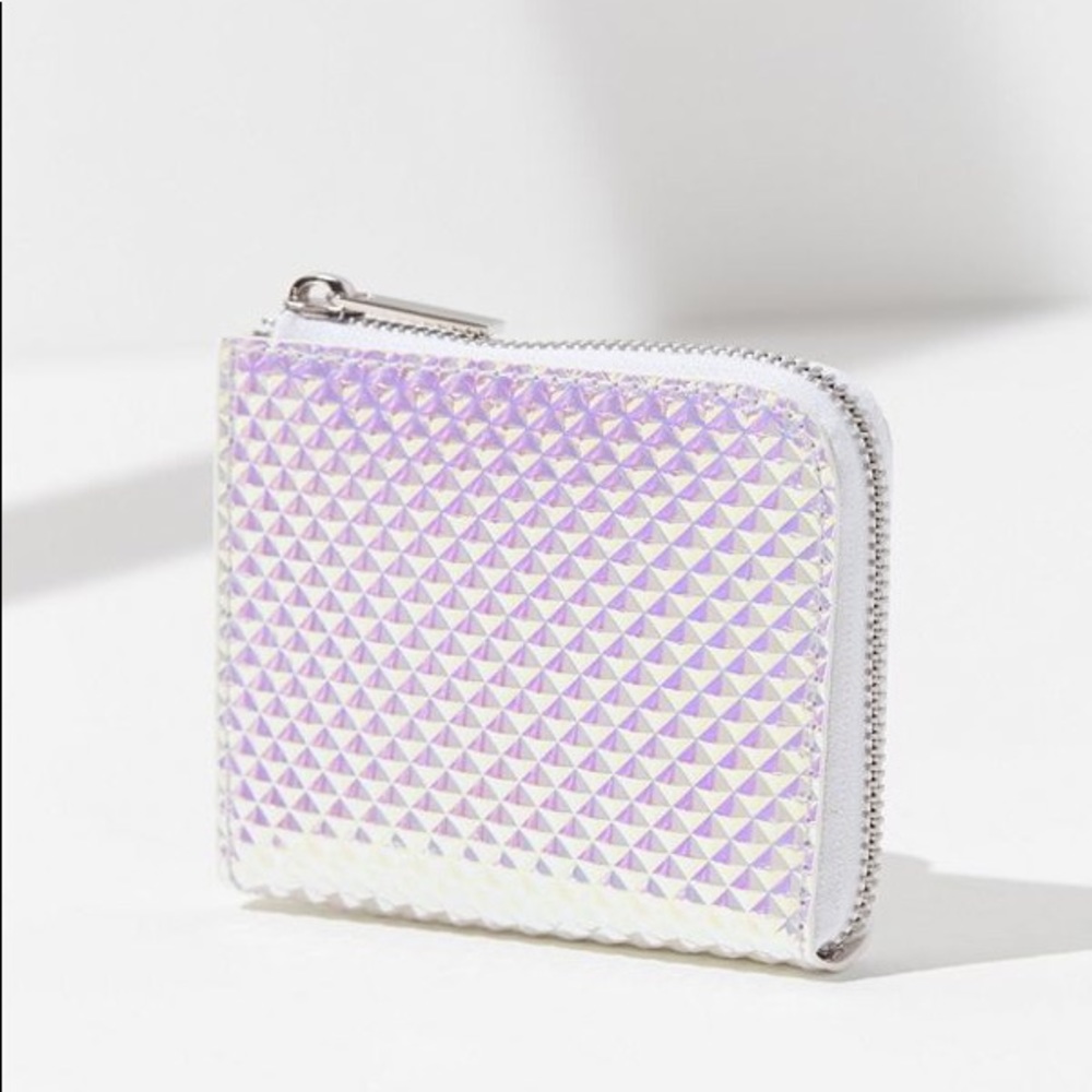 Metallic Square Wallet With Chain